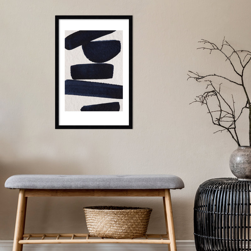 «Japonaise 5» par Simon West - Reproduction d'art graphique sur papier encadré, H 26 po x l 17 po, Noir