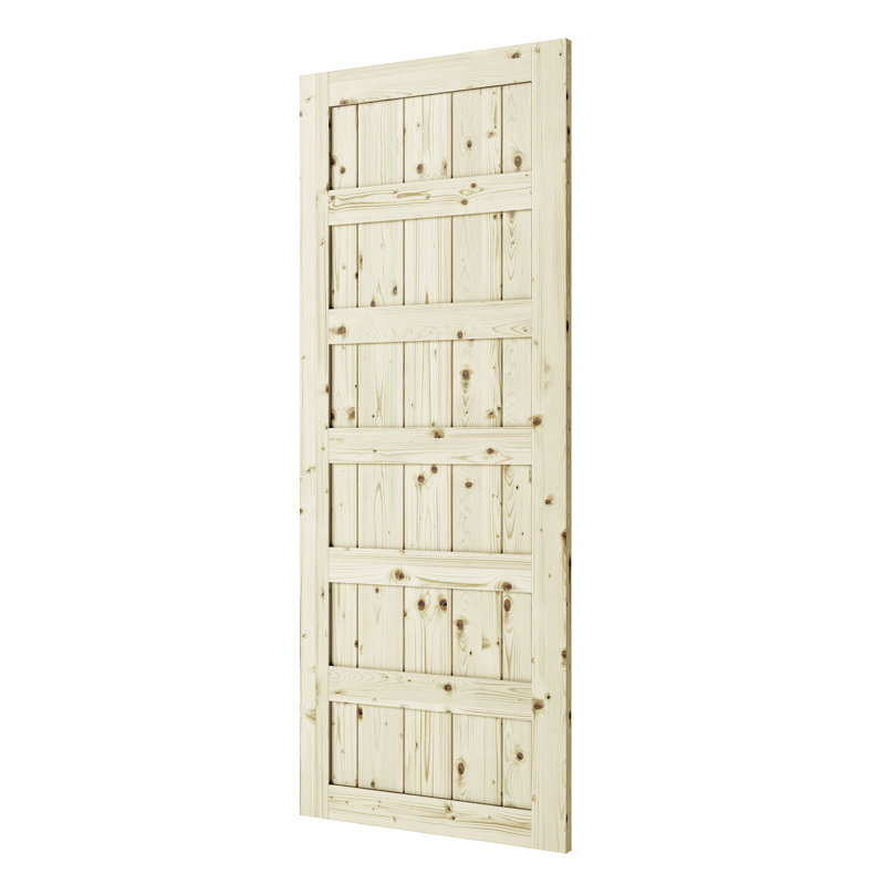 Traditional Unfinished Pine 37" x 84" 6-Panel Barn Door Slab