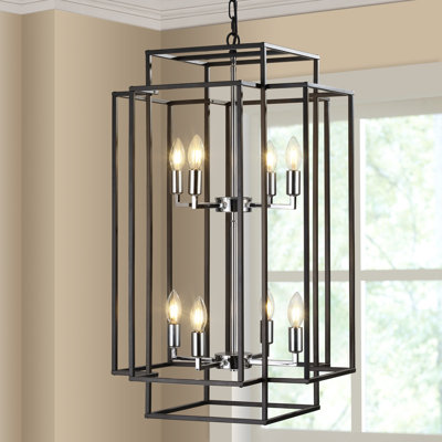 Modern 8-Light Geometric Pendant Chandelier with Adjustable Height