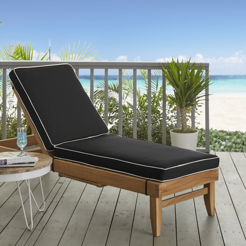 Ricmod Outdoor Sunbrella Seat/Back Cushion, 24" W x 73" D, Sunbrella - Canvas Black / Natural Cord