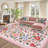 Floral Pink Rugs for Living Room Bedroom 8x10 Farmhouse Washable Area Rugs Soft Stain Resistant Carpet Non Slip Non-Shedding Low-Pile Large Carpet for Home Office Decor-1633875111