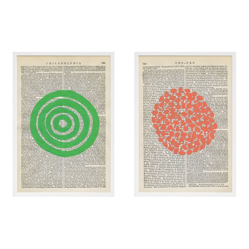 Circle Set Of 2 Print by Michela Sorrentino, 30" H x 42" W x 1.25" D, White Wood