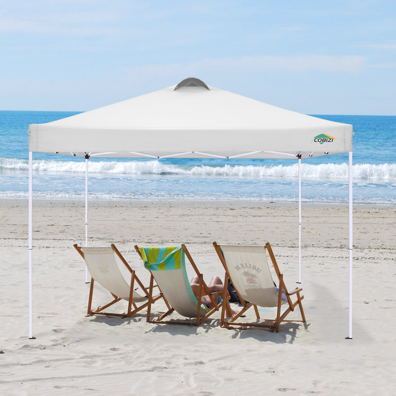 10 Ft. W X 10 Ft. D Steel Pop-Up Waterproof Canopy Tent Ez Outdoor Patio Market Backyard Canopy, White