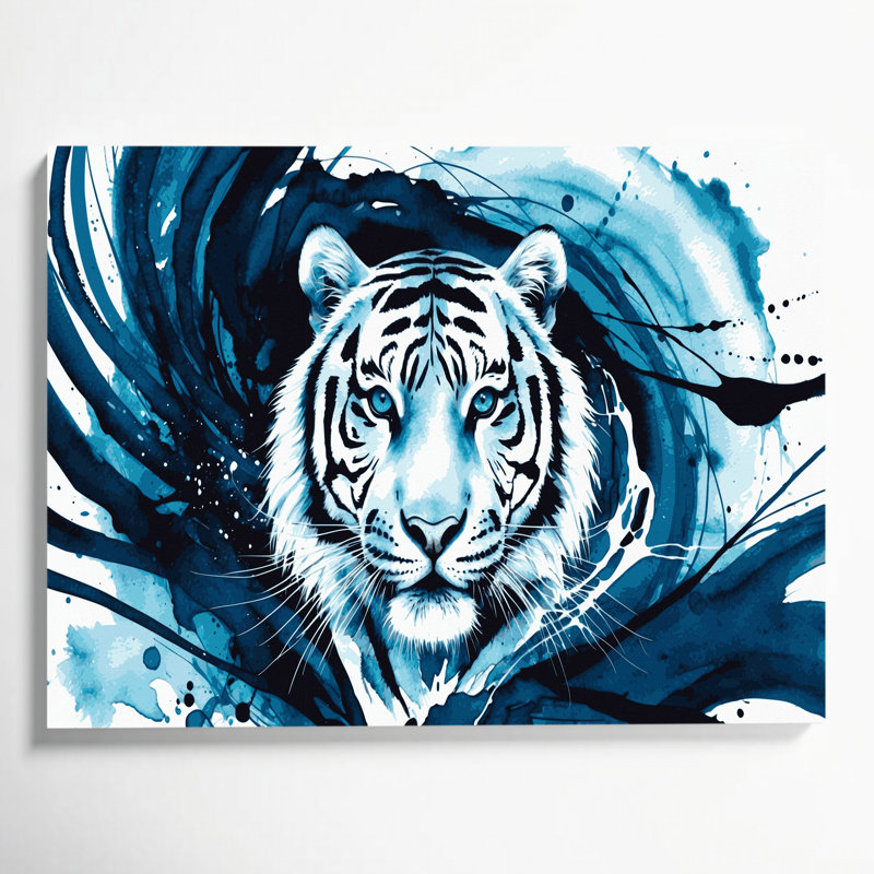 «Big Cats», yeux bleus, tigre blanc, art mural sur toile, H 11 po x l 14 po