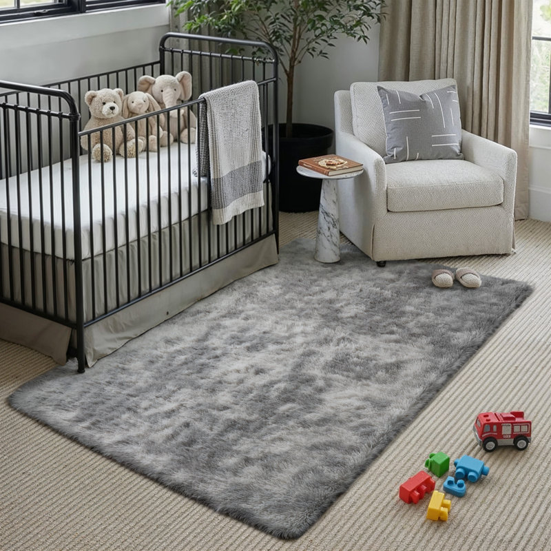 Tapis à poil long Tie Dye, Rectangle 4pi x 6 pi, Gris
