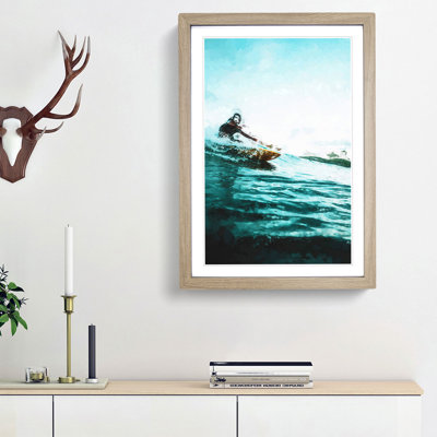 Surfing in Indonesia in Abstract - Framed Print