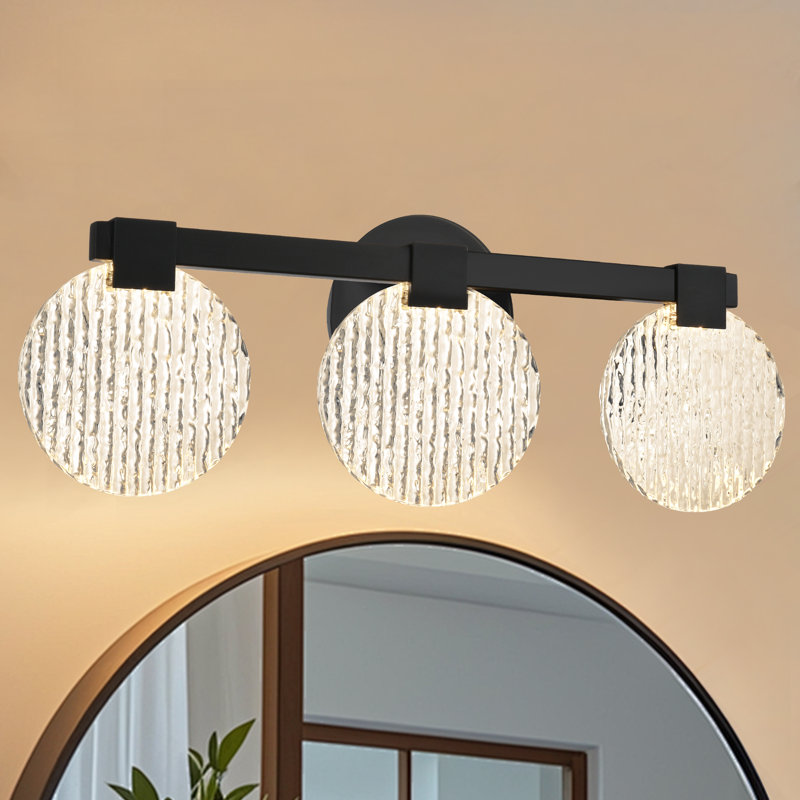Appliques murales noires pour salle de bain - Appliques murales noires mates pour salle de bain sur miroir 18 W à intensité variable en cristal 3 lumières DEL pour salle de bain moderne 3000K