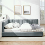 Full Size Upholstered Bed with Comfortable Backrest and Armrests