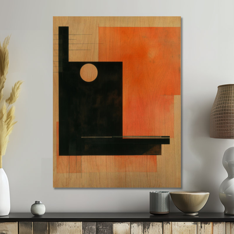 Faustina I - Tableau mural en bois de style moderne du milieu du siècle, H 40 po x l 30 po, Rectangulaire
