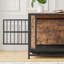Meuble de cage pour chien avec 2 portes coulissantes et cadre de porte en fer épais - brun rustique