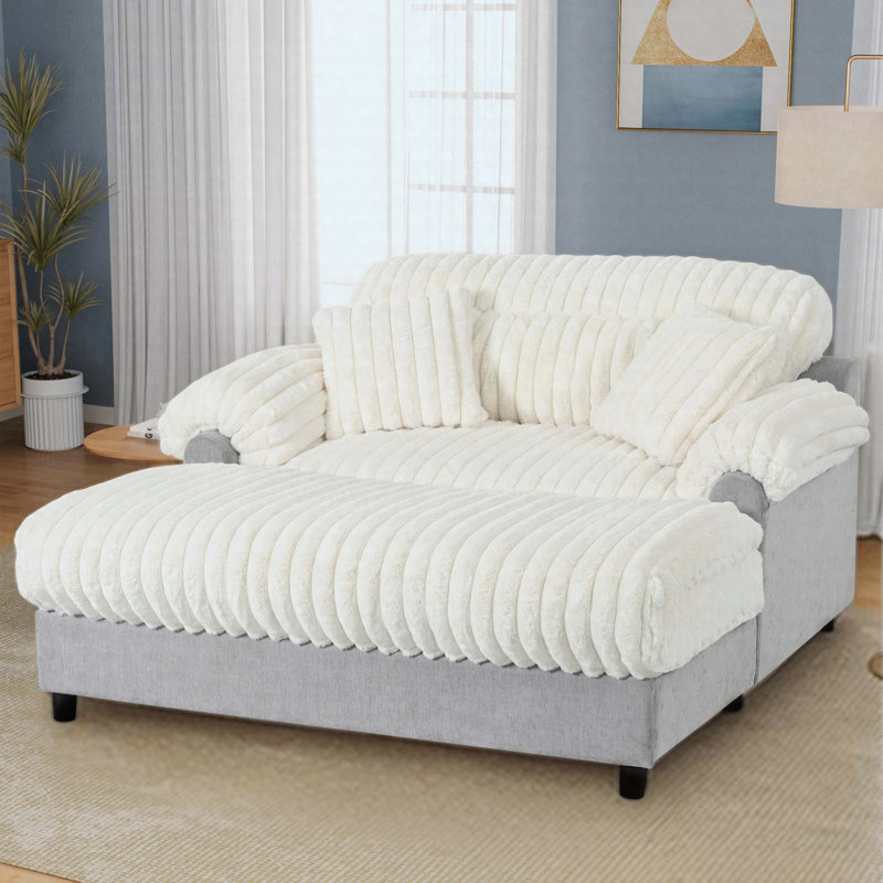Canapé méridienne moderne 65,25 po Cloud, Beige