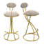 Ensemble de 2 tabourets de bar ronds en forme de S avec 2 chaises de comptoir rembourrées en velours pour la salle à manger (or et rayures)