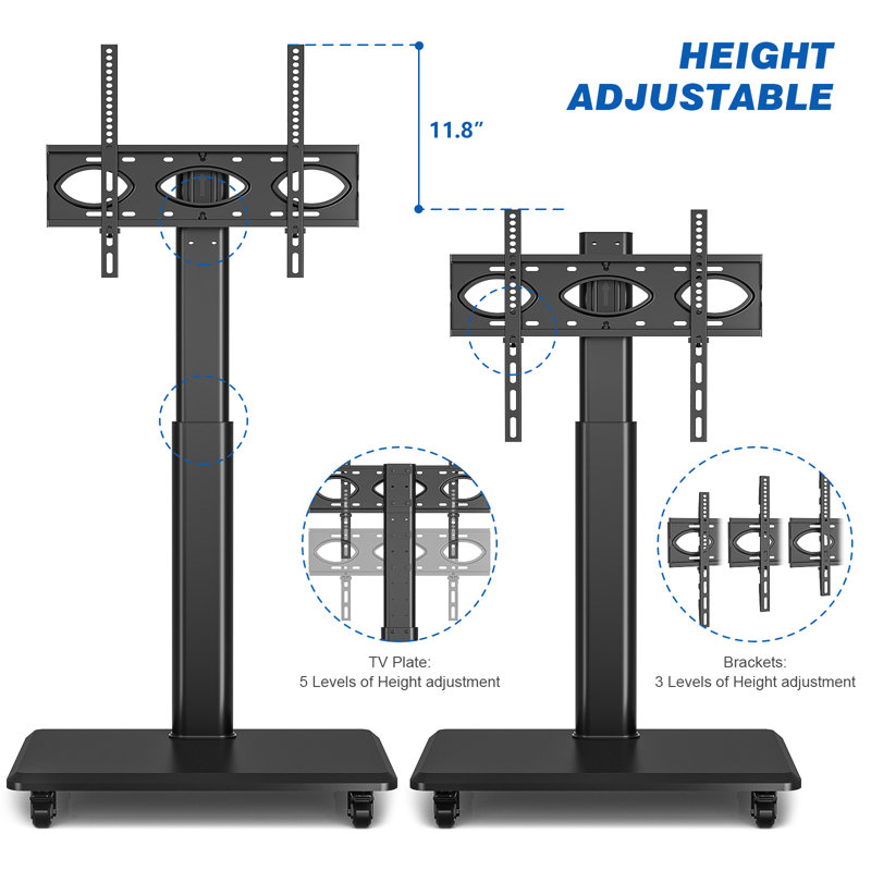 Abdulazeem TV Floor Stand for 32-70 inch TVs, Upgraded Wheels, Cable Management, Height Adjustable, Black