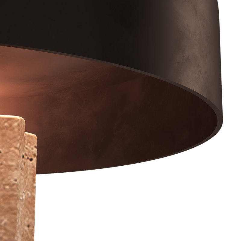 FLUTED COLUMN Rechargeable Cordless LED Table Lamp, 3-Levels Brightness Touch Sensor Control, Travertine / Chocolate Bronze