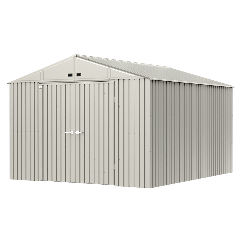 Cool Grey 10' x 12' Steel Storage Shed with Gable Roof