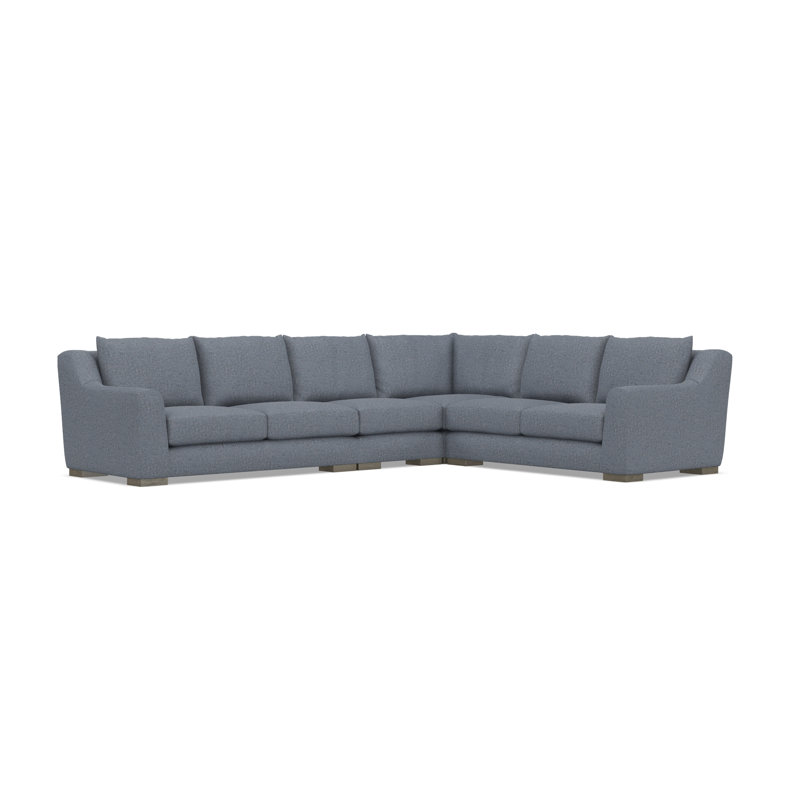 Gabi 5-Piece Fabric Sectional, Teal Polyester, 35" H x  140" W x 110" D, Right Hand Facing