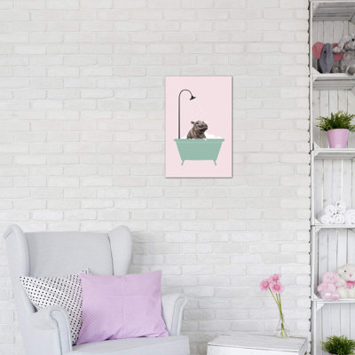 Hippopotame dans une baignoire, art encadré