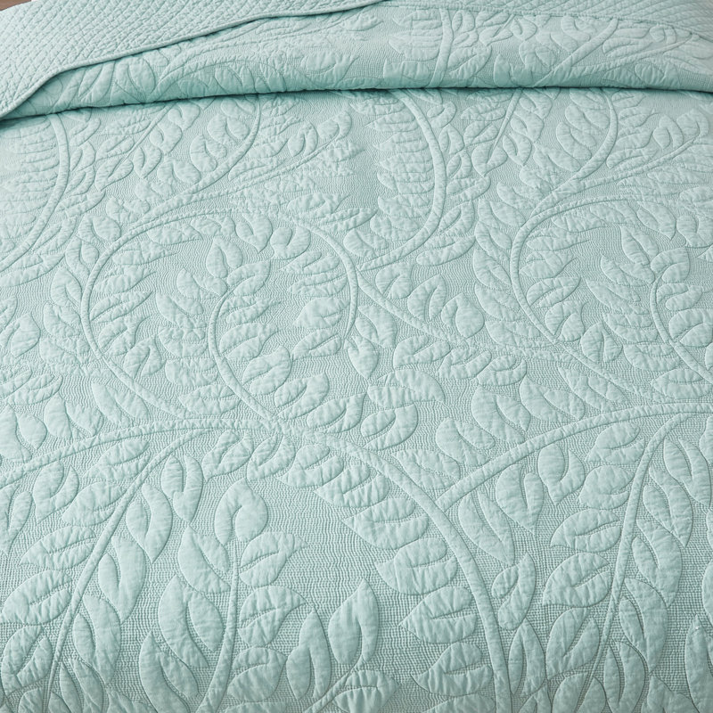 Ensemble de couvre-lit surdimensionné 100% coton 3 pièces MarCielo, Couette simple + 1 taie décorative, Mint Green Blue