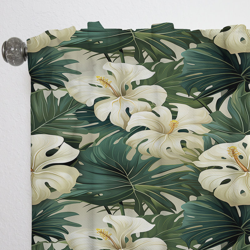 Monstera Elegance Tropical Motif II - Rideau floral - Rideau floral obscurcissant - 1 panneau, L 52 po x L 63 po