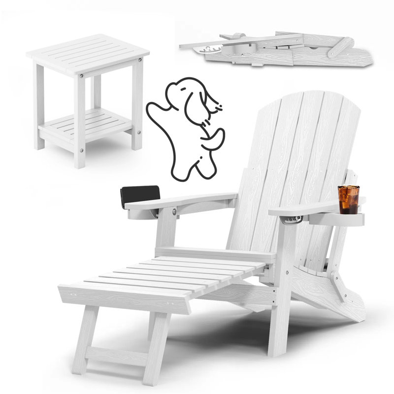 Foldable Outdoor Adirondack Set, White
