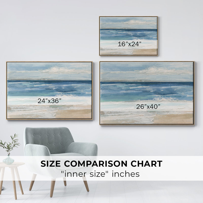 " Ocean Waves I ", 17" H x 25" W x 2" D, Natural Wood Framed Canvas