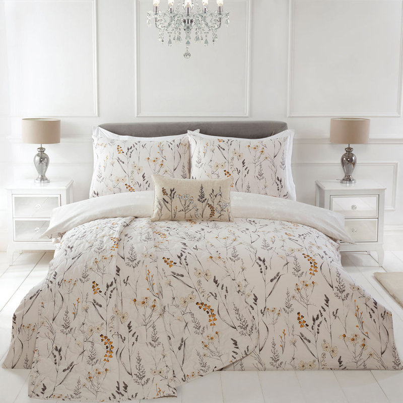 Becky Natural Floral 100% Cotton Duvet Set    , Kingsize