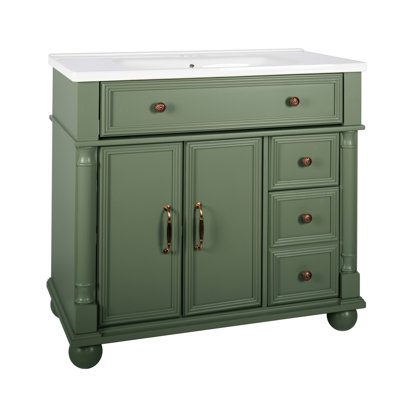 35.6" Bathroom Cabinet, Only Cabinet, Green