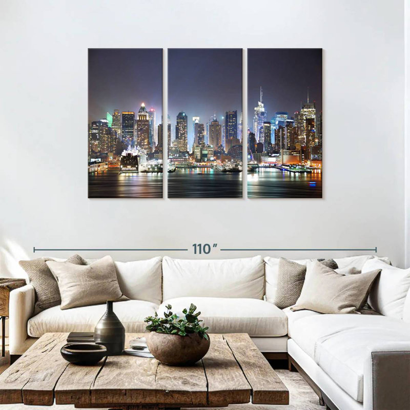 Sirci NYC Manhattan Nightscape, H 48 po x l 74 po