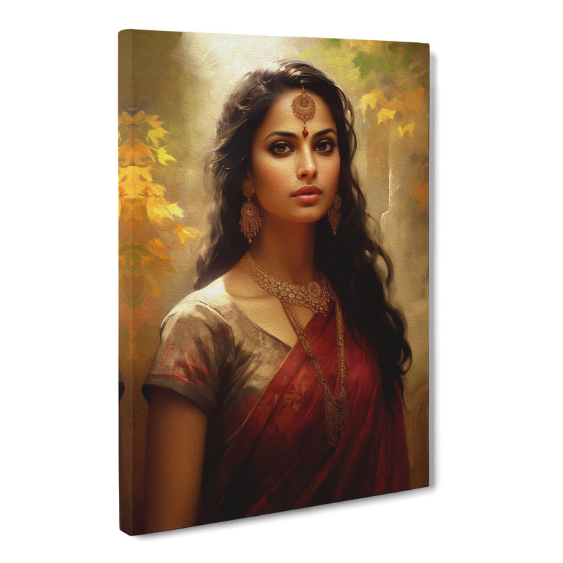 Indian Woman Classicism - Print on Canvas, 76cm H x 50cm W x 3cm D