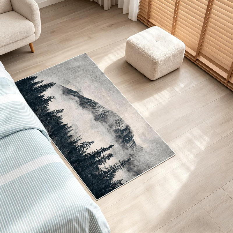 Tapis blanc lavable à la machine Mountain