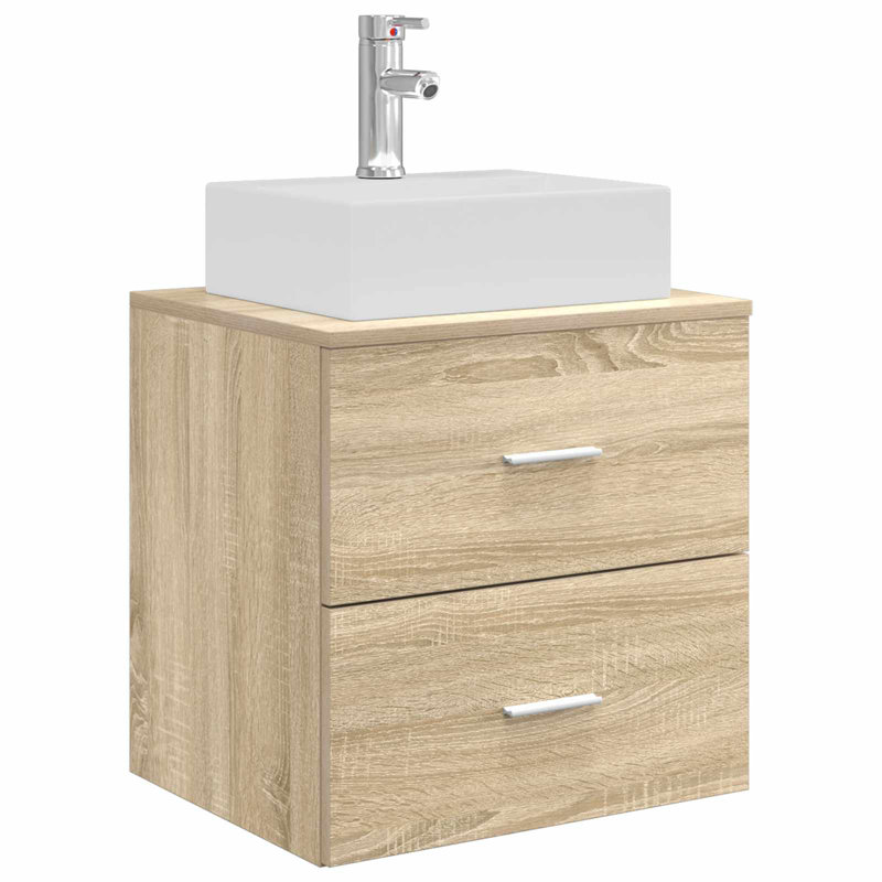 Single Bathroom Vanity with Ceramic Basin, Sonoma Oak
