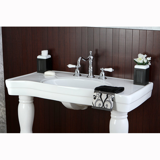 Imperial 29" Tall White Ceramic Rectangular Console Bathroom Sink with Overflow