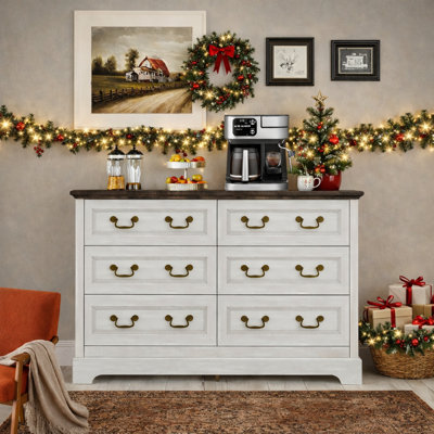 Farmhouse dresser with 6 drawers 47.2''W Suitable for bedroom