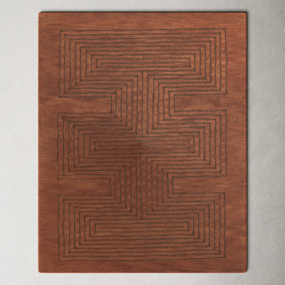 Orlie Geometric Handmade Tufted Wool Copper Area Rug
