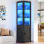 Vitrine d'angle avec portes en verre et lumières DEL 3 couleurs