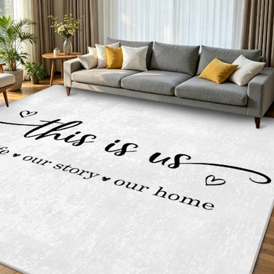 Tapis d'intérieur blanc lavable à la machine Story Home