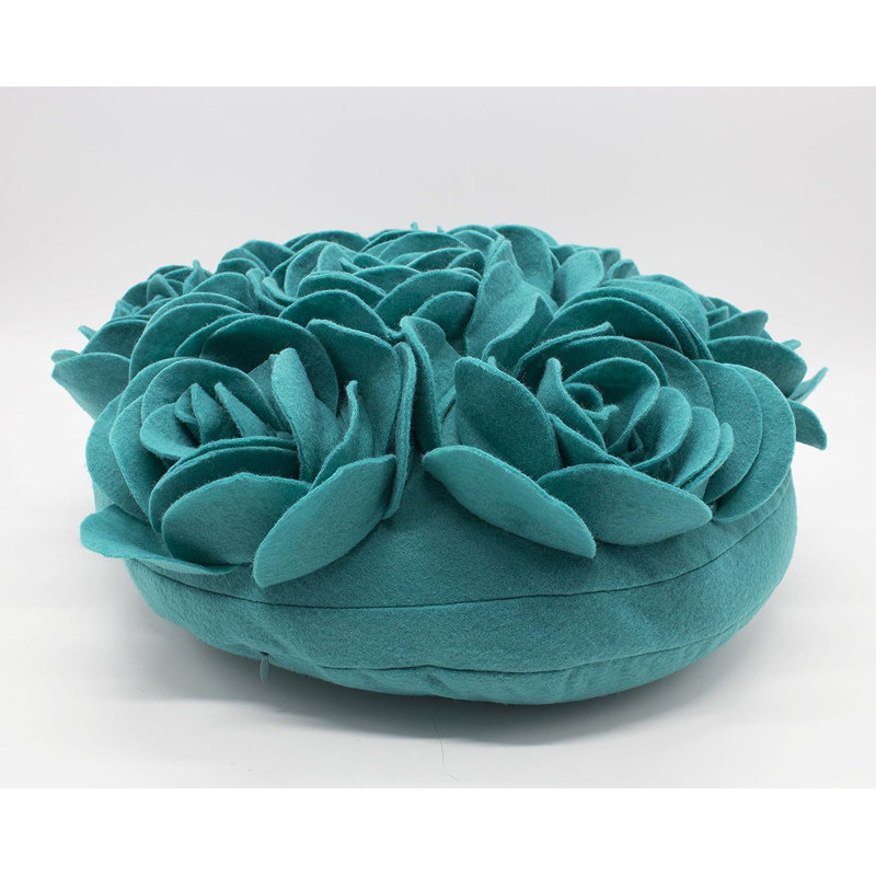 Floral Throw Pillow, Teal