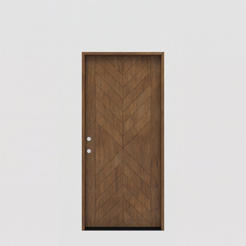 MIRRA-BQ-80 | Porte simple de 80 po, extérieur pré-monté RTA, panneau affleurant moderne, bois d'acajou brut