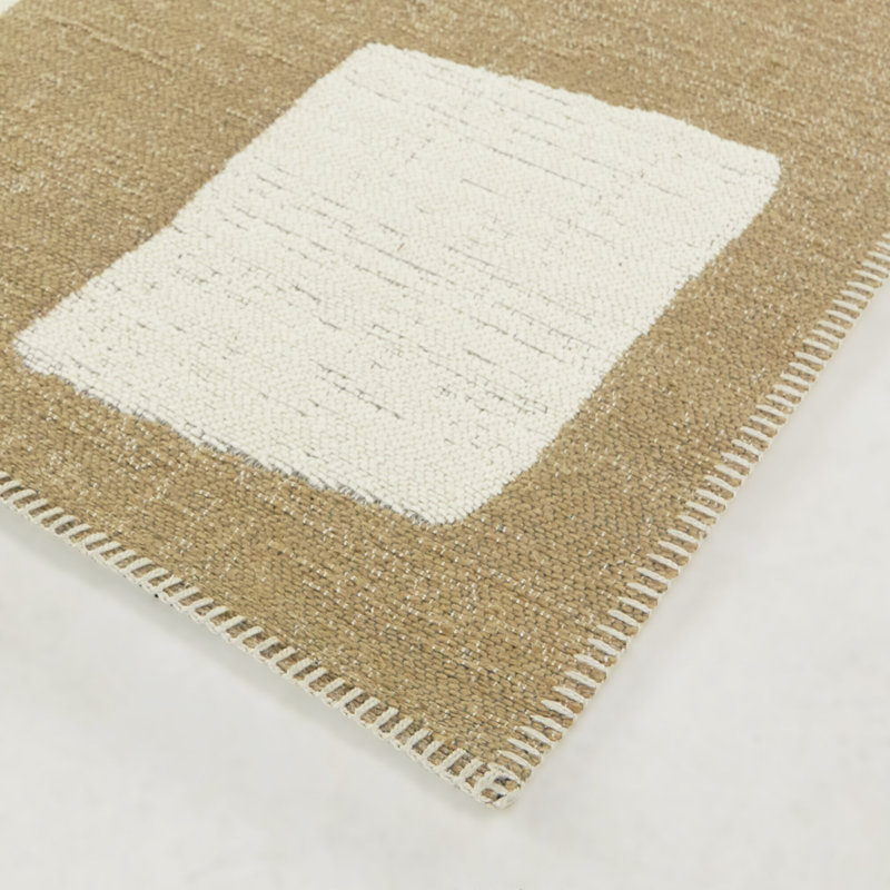 Craton Rectangle Craton Area Rug in Tan/White, Rectangle 5'3" x 7'