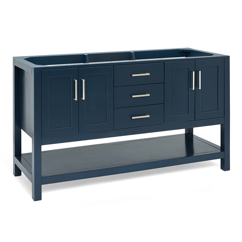 Base de meuble-lavabo double 54 po Pawley en bleu minuit seulement, Bleu minuit