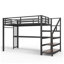 Lit mezzanine simple en métal avec bureau intégré et escalier de rangement Bonwell l 42 po x P 98 po x H 65 po