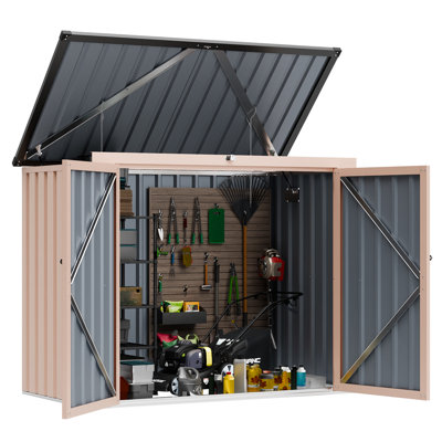 Outdoor Trash Can Storage, Metal Storage Bike Shed, Waterproof Outdoor Storage Clearance With Chain Lid,garbage Can Organizer For Patio, Garden, Backyard, Rose Gold