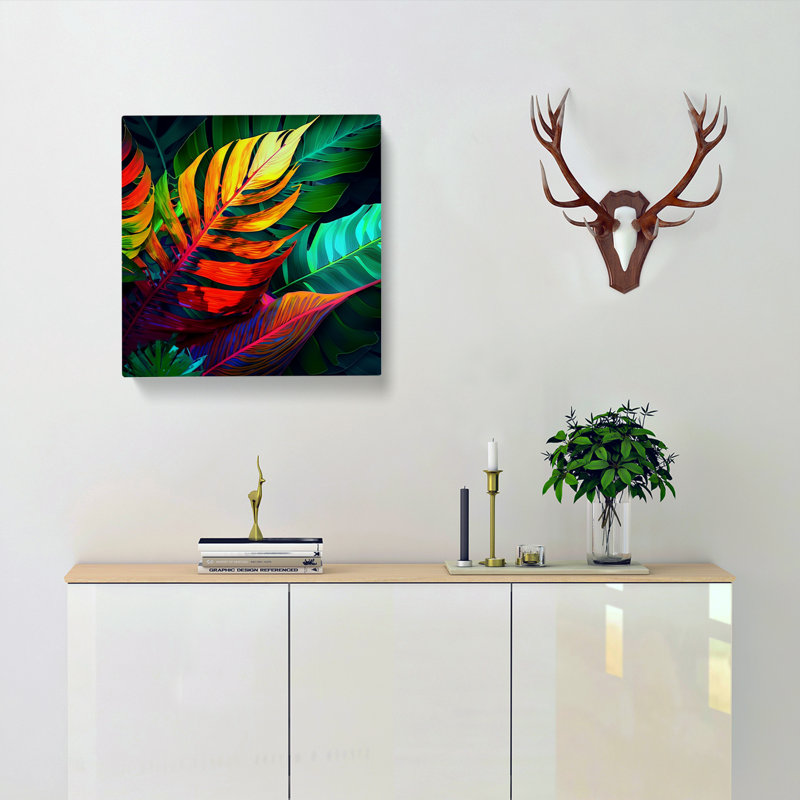 Tropical Leaf Abstract Expressionism No.1 - Wrapped Canvas
