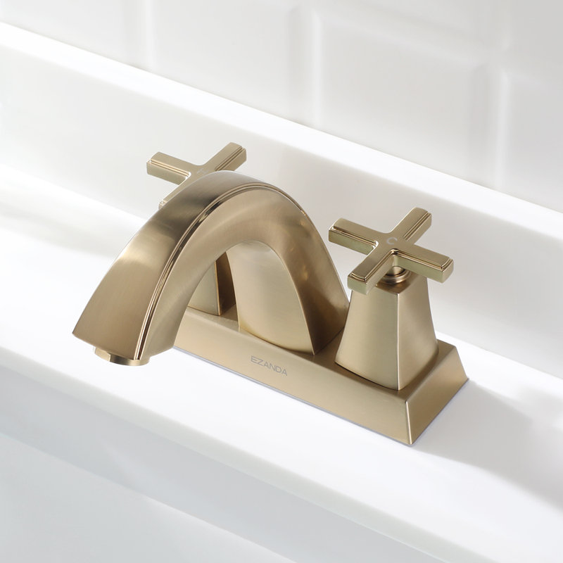 Centerset 2-handle Bathroom Faucet With Drain Assembly, Brushed Gold