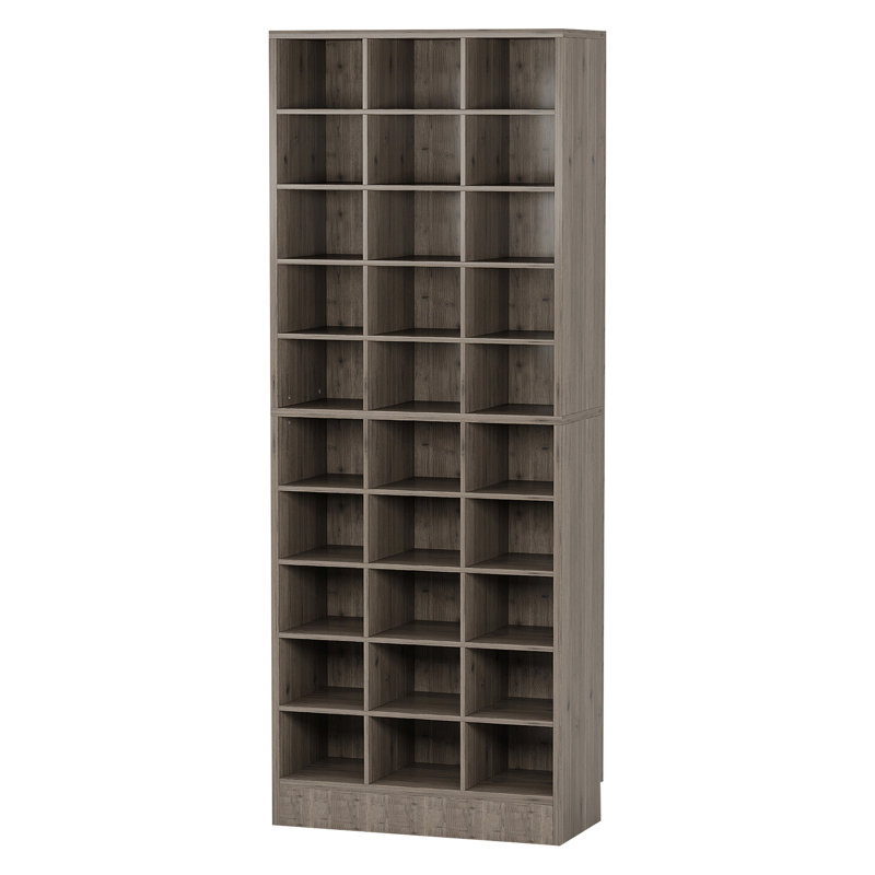 25.6 Inches 10-Tier Grey  Wooden Shoe Storage Cabinet, Gray