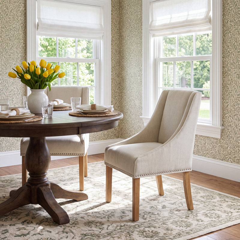 Sorrento Linen Upholstered Arm Chair, Beige, Weathered Oak