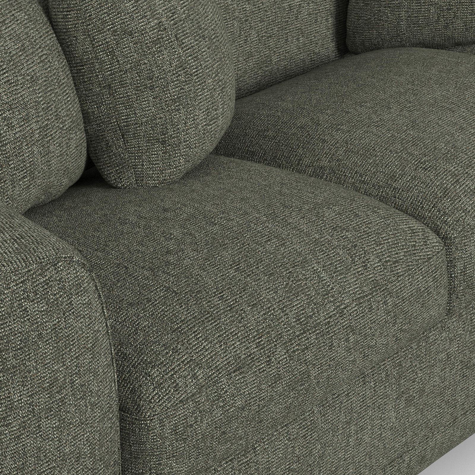 Upholstered L-Sectional, Pine Green Polyester