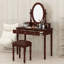 Bureau de maquillage vintage avec miroir à angle réglable et tabouret rembourré, 5 tiroirs de rangement