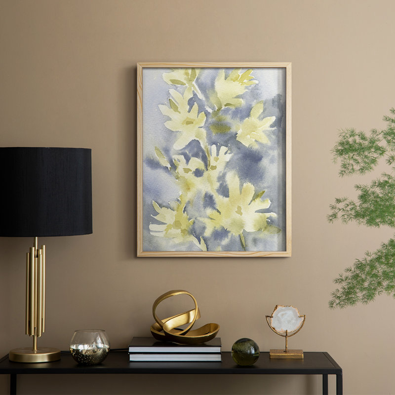 Forsythia Blooms I, reproduction encadrée - bois massif, H 11 po x l 9 po