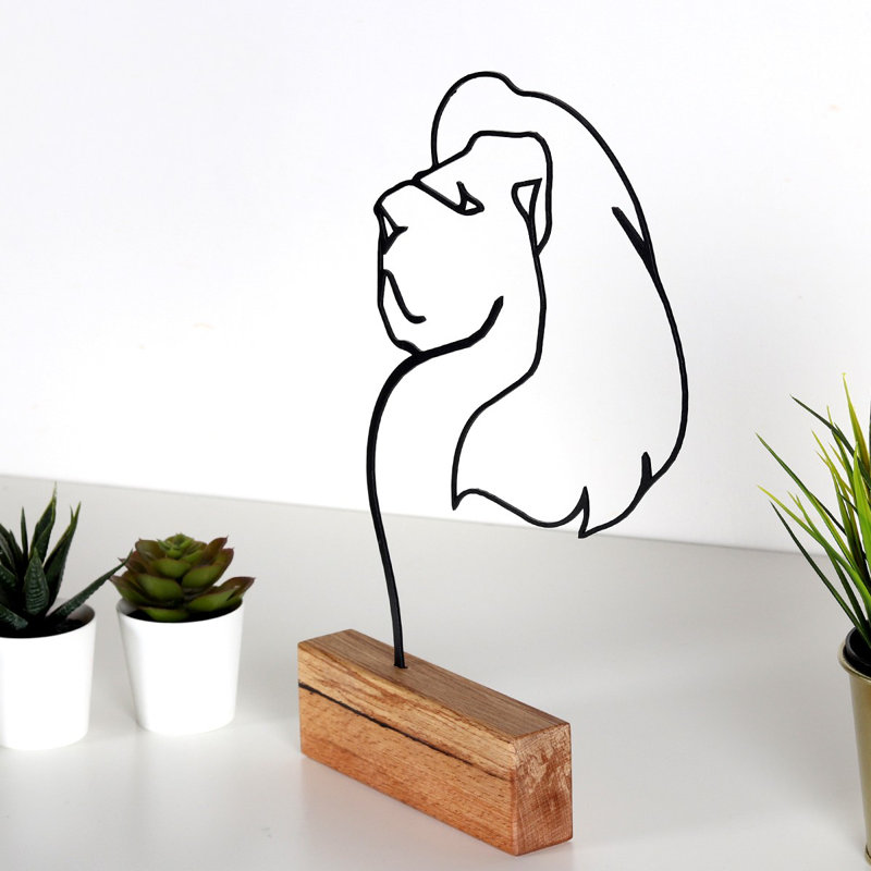 Élégant objet décoratif, métal noir avec base en bois, 6,7 po x 12,6 po x 1,4 po | 100% métal (épaisseur: 0,08 pouce), robuste et élégant | Parfait pour la décoration intérieure, l'esthétique moderne et une pièce décorative unique